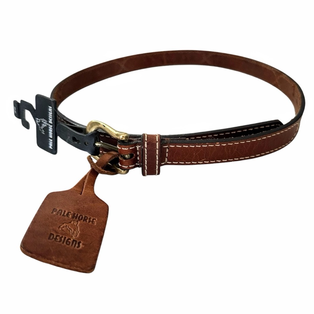 Brown Leather Belt NWT Gold Hardware Holes from 24-28” Total Length 31” Brazil